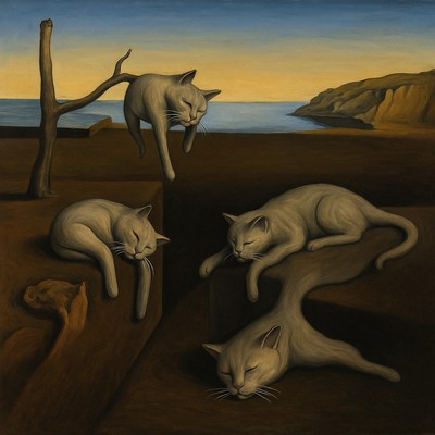 Salvador Dali Die Beständigkeit Der Katzigkeit Katzen Gemälde Kunstdruck Kunst