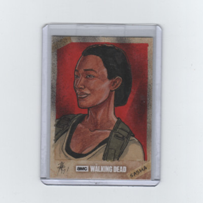 WALKING DEAD SEASON 6 SASHA SKETCH CARD BY ACCLAIMED ARTIST BRIAN KONG    1/1!!
