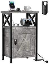 Wooden Nightstand with Lock, Bed Side Table with Drawers, Bedside Table with ...