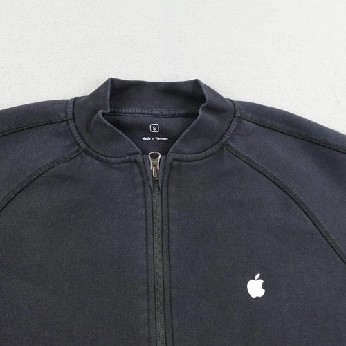 Apple Jacket Mens Small Black Full Zip Sweatshirt Logo Tech Employee Bomber Coat image 2