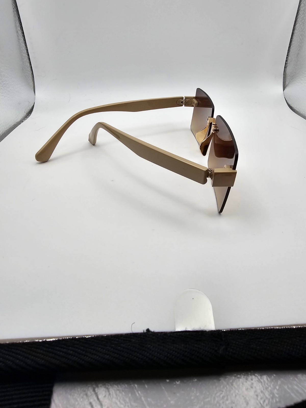 Rimless Rectangle Sunglasses Brown Gradient Lens … - image 3