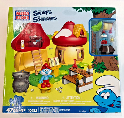 Mega Bloks SMURFS les Schtroumpfs Papa Smurf Village House Block Playset 10752