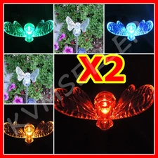 Set of 2 Solar Powered Bumble Bee Garden Yard Stake Pathway Lawn Light LED Sun i
