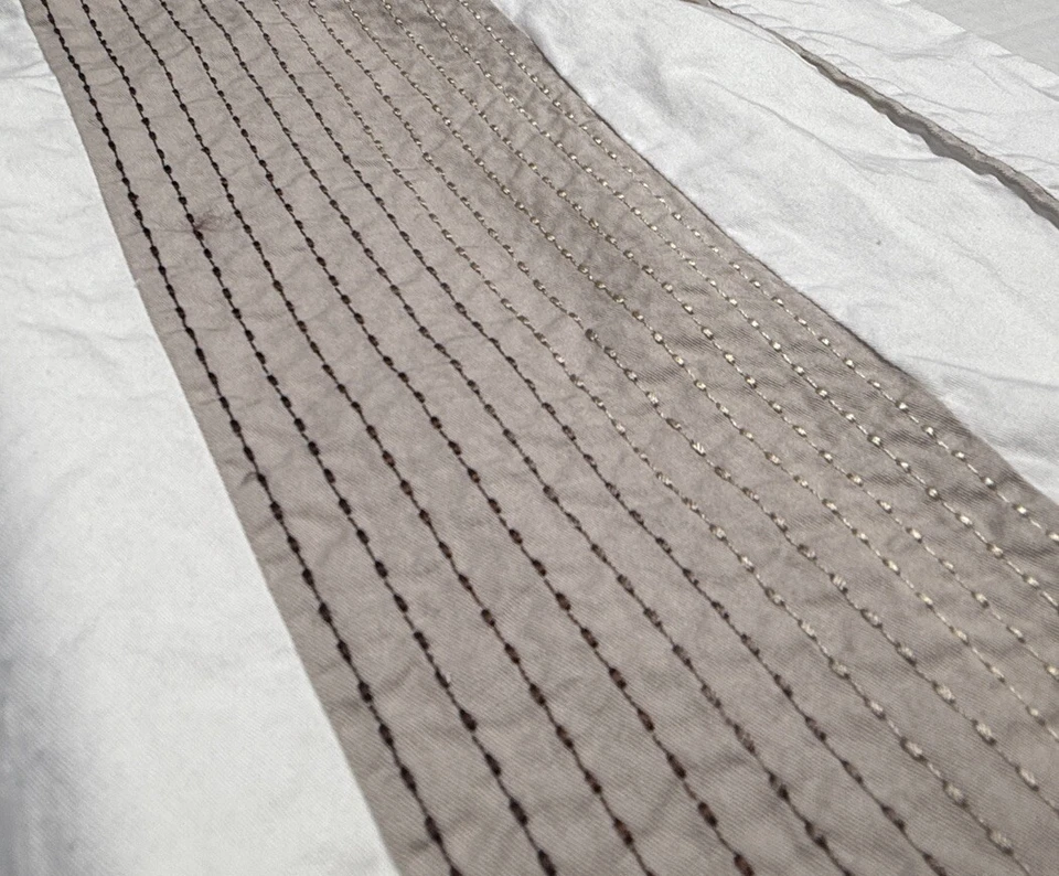 Hotel Collection Pair Cotton Shams Pillowcases Luxury Bedding White Tan Stripe - Image 4 of 4