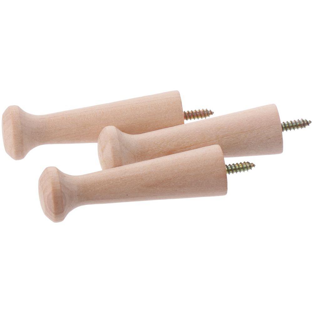 20PCS Wood Wooden Shaker Peg 2.71*0.87inch Screw on shaker pegs Towel