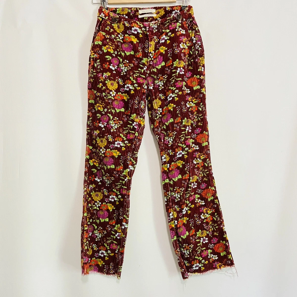 Urban Outfitters Hippy Floral Corduroy Pants Size 0 Mod GOGO 70;s style