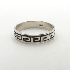 Sterling Silver Greek Key Wedding Band Ring sz9