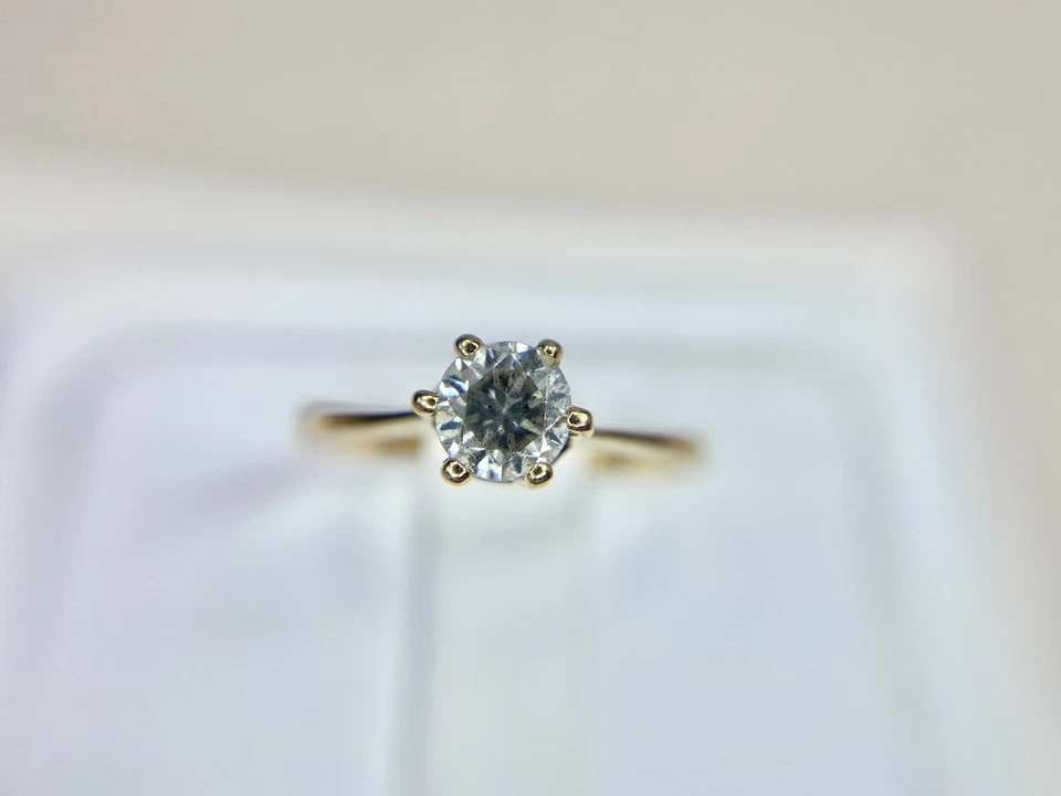 Vintage 18k Yellow Gold Natural Round Brown Diamond Solitaire Engagement Ring - Image 2 of 4