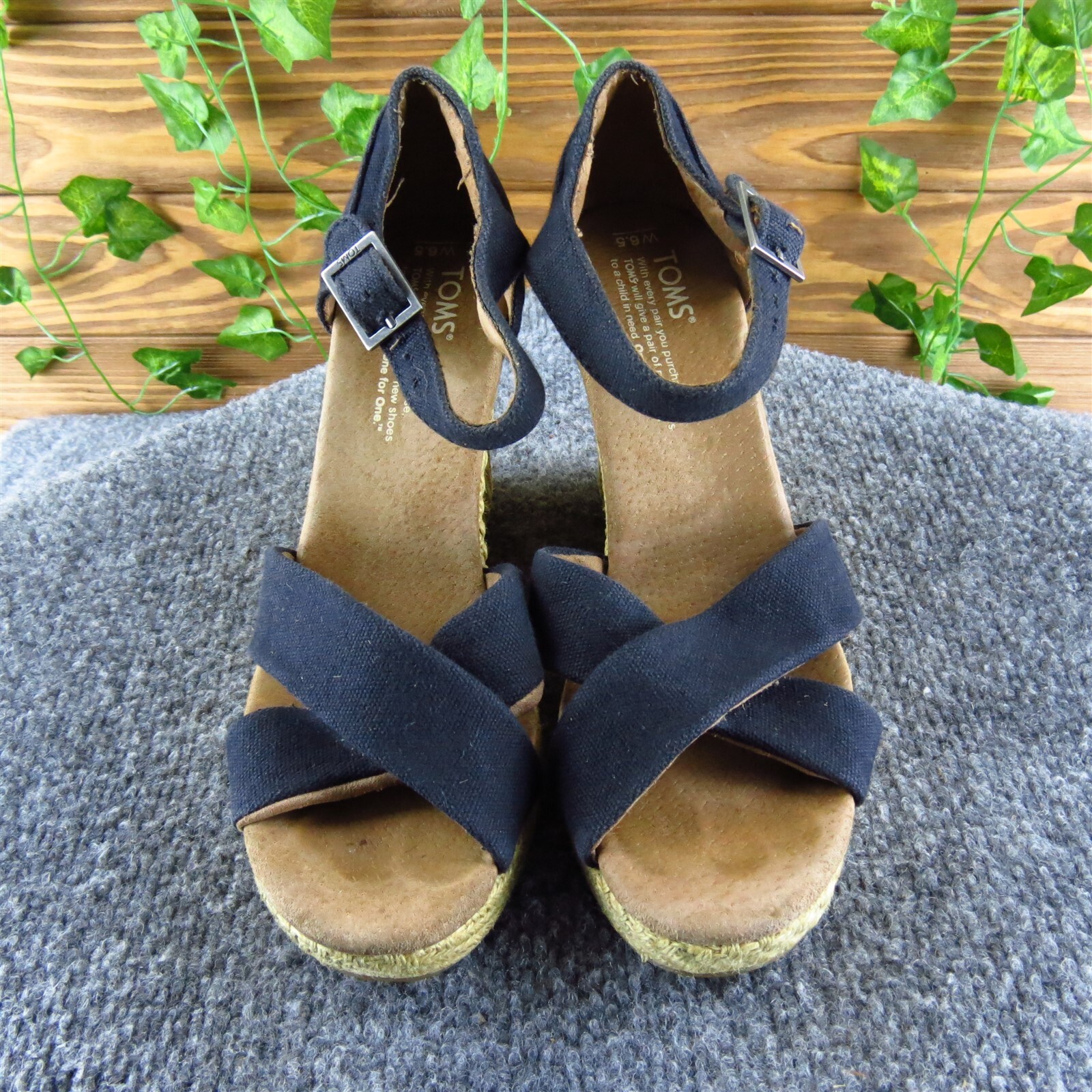 APL TOMS cinturino alla caviglia donna tessuto nero taglia 6 5 media usat