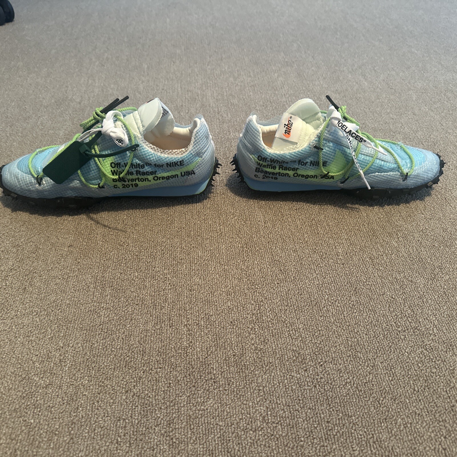 OFF WHITE X NIKE Taglia 11 Nike Off White x Waffle Racer Vivid Sky W Uomo 9 5