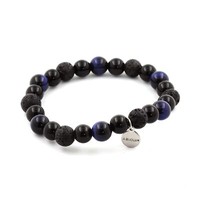 Mineralien Und Edelsteine. Armband Perlen Blaues Tigerauge + Lava + Aga