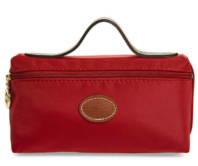 Longchamp Le Pliage Cosmetic Case bag Nylon pouch Deep Red NIP eBay