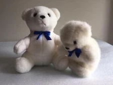 Steven Smith Plush Teddy Bear W baby White sitting 8.50”-blue bow tie polar bear