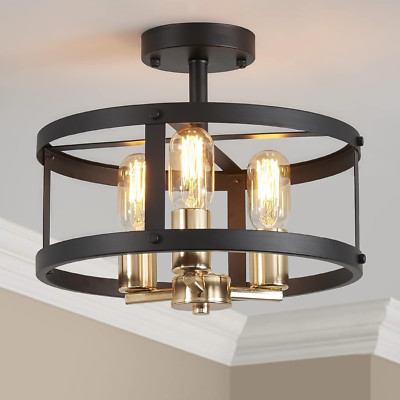 Semi Flush Mount Ceiling Light Fixture There-Light Close to Ceiling Light