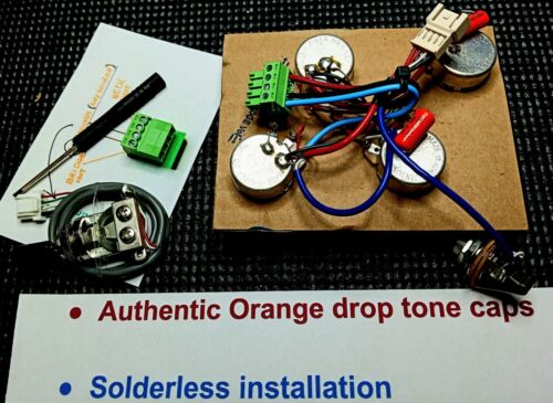 Solderless import wiring harness-Les Paul /SG style guitars- Orange drop Caps!