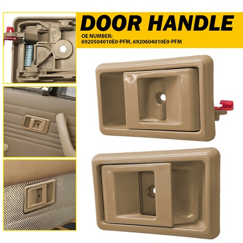 Pair Beige Interior Door Handle US For Toyota Coralla 1988-1993 Tercel 1987-1990 - Foto 11 di 15