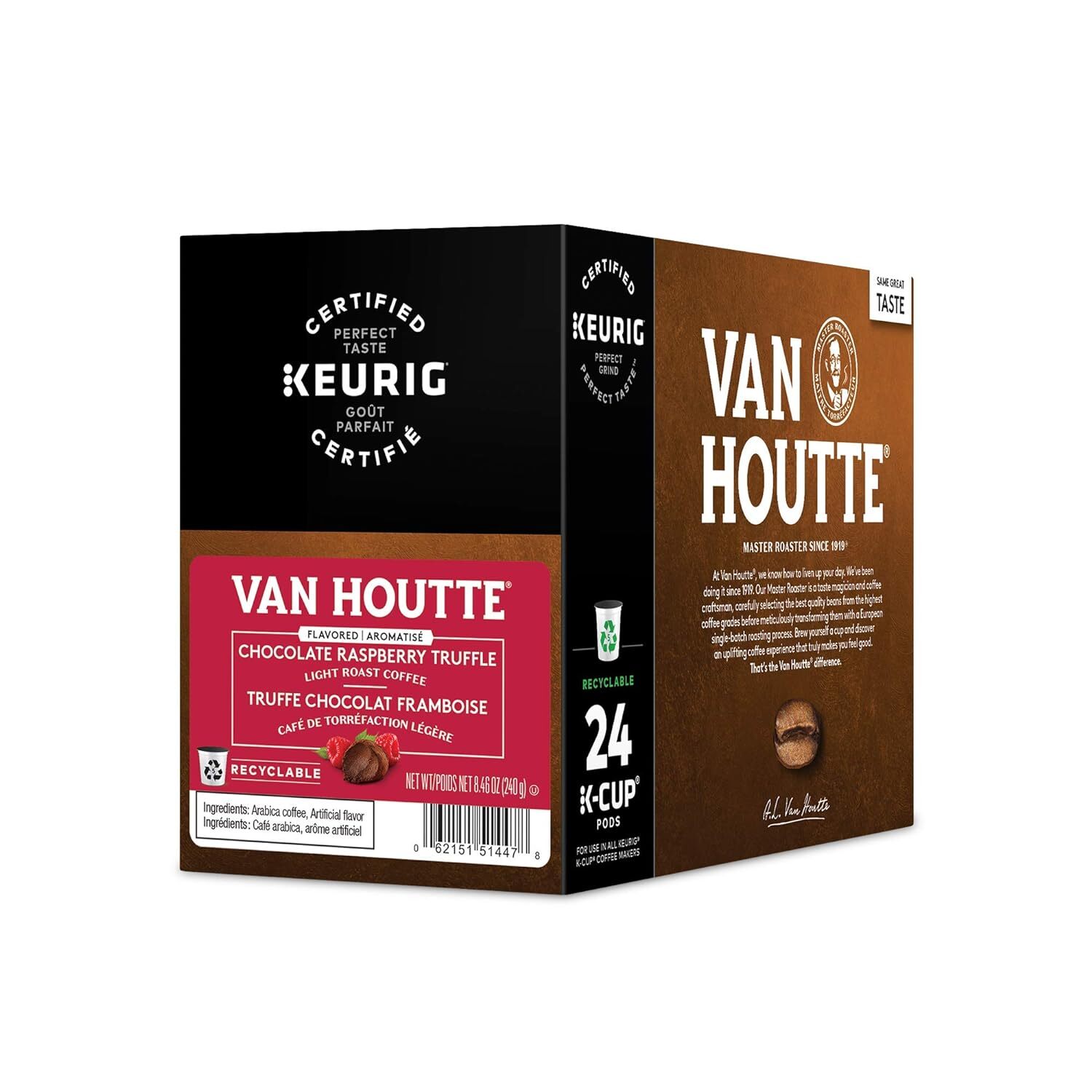 Van Houtte Cafe Raspberry Chocolate Truffle K Cups For Keurig 24 Count
