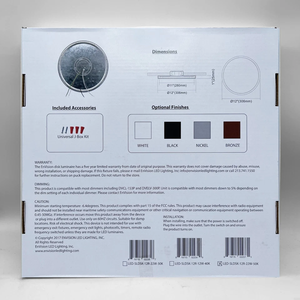EnVision LED 12 Inch Round Edge Surface Mount, 22W 1,450 Lumens, 5000K Dimmable - Image 2 of 4