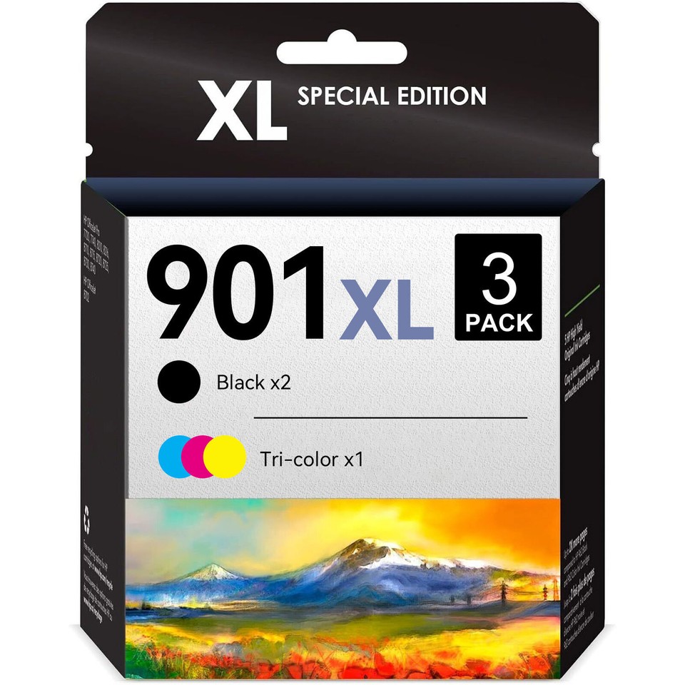 1-3PK 901XL Ink Cartridges For HP 901 Officejet 4500 J4540 J4550 J4640 ...
