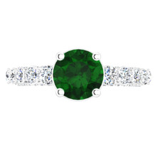 2.00 Ct Round Cut Natural Emerald  Diamond Wedding Ring 925 Sterling Silver