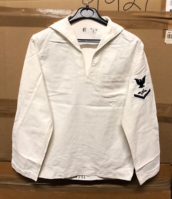 ORIGINAL US NAVY VIETNAM CRACKER JACK PULLOVER WEISS BAUMWOLLE EX-ZUSTAND!!! GR 38