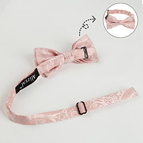 Boys Classic Paisley Adjustable Pre-tied Bow Tie One Size # Blush Pink-2 - Picture 4 of 6