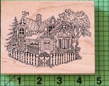 Victorian House Spring Cottage Wood Mounted rubber stamp K-1097 by PSX