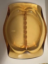 Vintage  Amber Glass Large Ashtray Barware Ashtray Rectangular