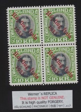 Blocco 4 FORGIA - REPLICA di Werner dell'Islanda - Posta Aerea 1933 - "Hópflug Itala"