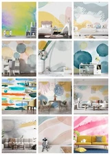 3D Colorful Watercolor Self-adhesive Wallpaper Removable Wallpaper Wall Mural