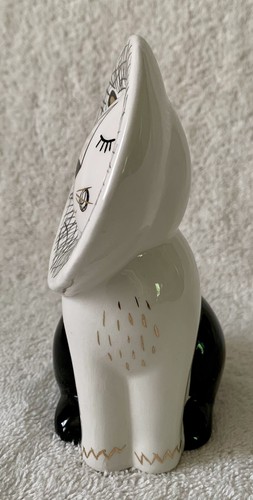Ceramic Lion Modern Dekohelden 24 White Black Gold Accents - Picture 2 of 5