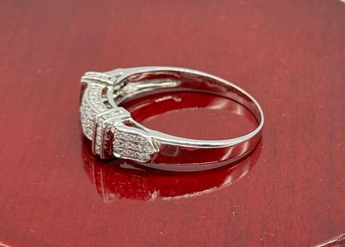Herren runder Diamant Micro Pave Ehering Ring, 14k massives Weißgold, Größe 10 - Bild 4 von 7