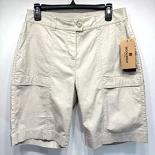 Woolrich Fairwinds Bermuda Cargo Utility Shorts in Stone Khaki Tan Size 4