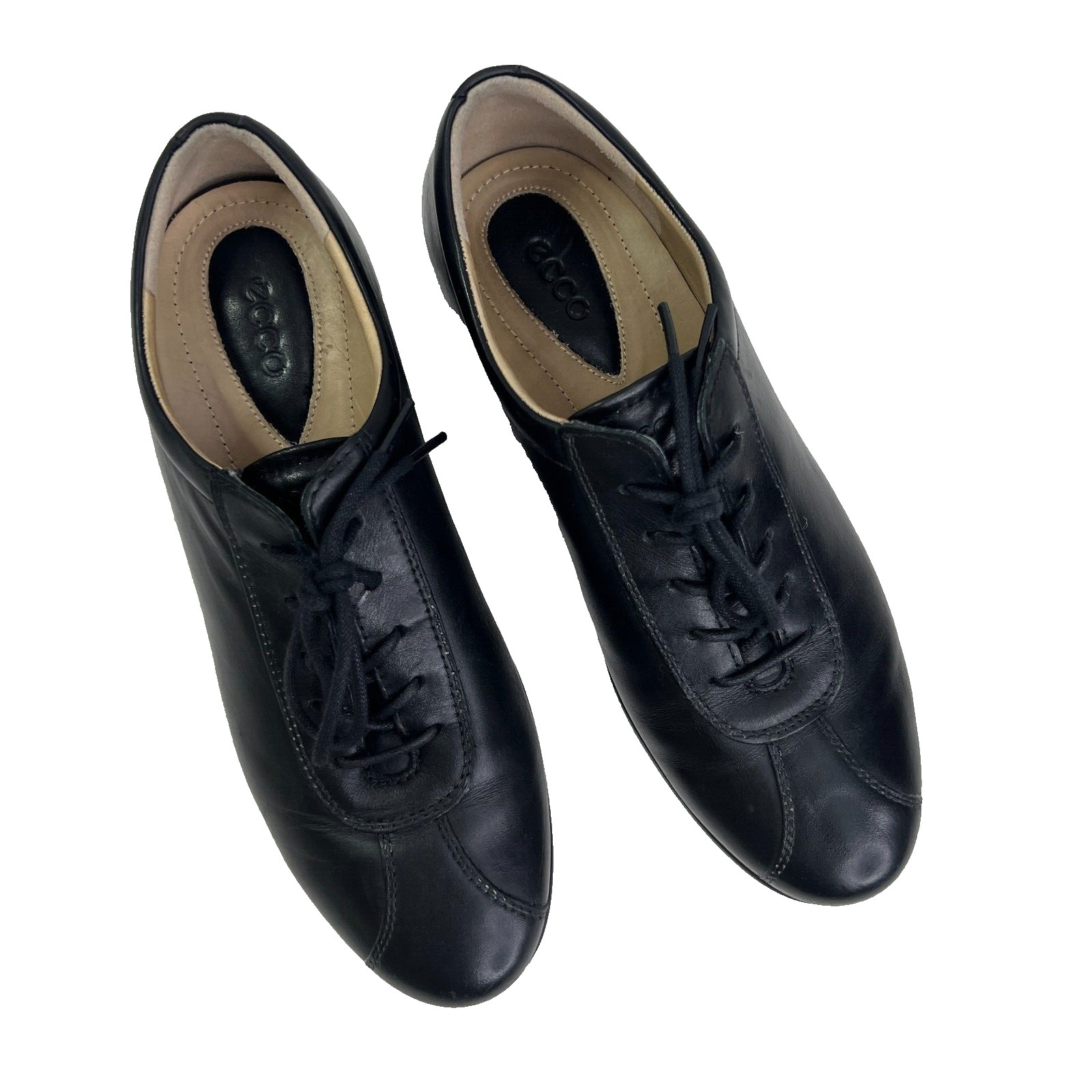 Ecco Shoes Women's 39 Black Leather Lace Up Babett Tie Comfort