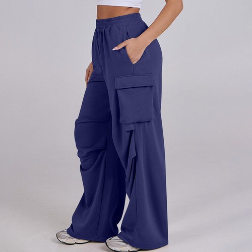 Damen Frauen elastische Taille feste Taschen Freizeit Cargo Arbeitshose Hose - Bild 6 von 28