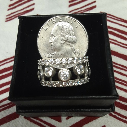 Size 7 Lustro Sterling Fancy Band Ring Made With Zirconia From Swarovski (426) - Picture 2 of 10