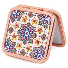 Pocket Mirror for Women, Rosegold Square 2.8 2.8 Metal Frame