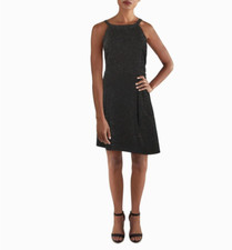 Monteau Womens Halter Dress Pintuck Metallic color Black Gold size 2X