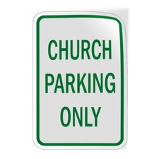 Vertical Vinyl Stickers Church Parking Only Green Parking Safety Sign Label