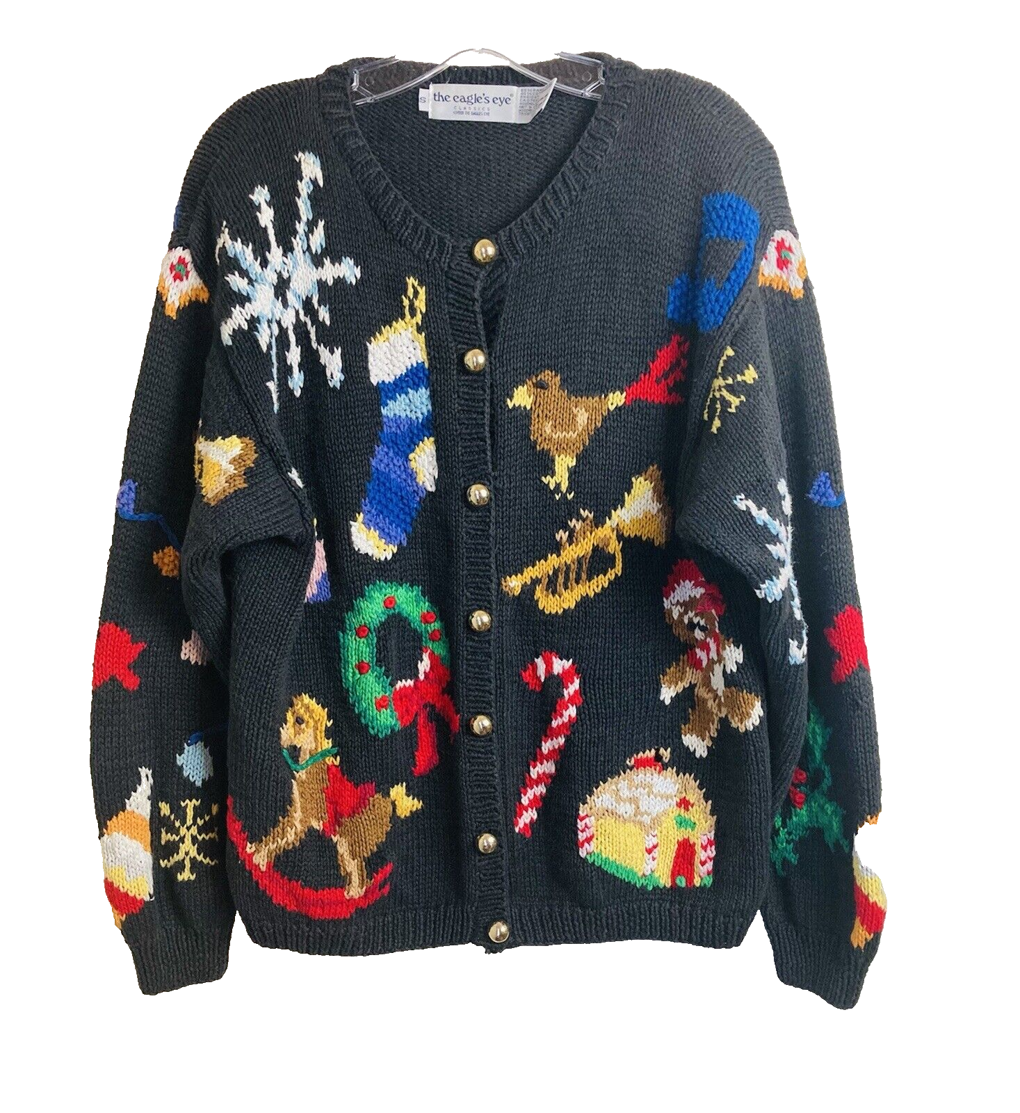 The Eagle's Eye Christmas Sweater  Women’s Size Small Black