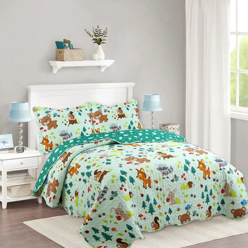 2/3 Piece Kids Quilt Bedspread Set Throw Blanket - Picture 2 of 28