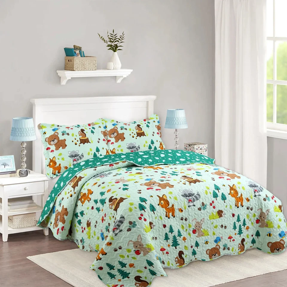 2/3 Piece Kids Quilt Bedspread Set Throw Blanket - Imagem 2 de 4