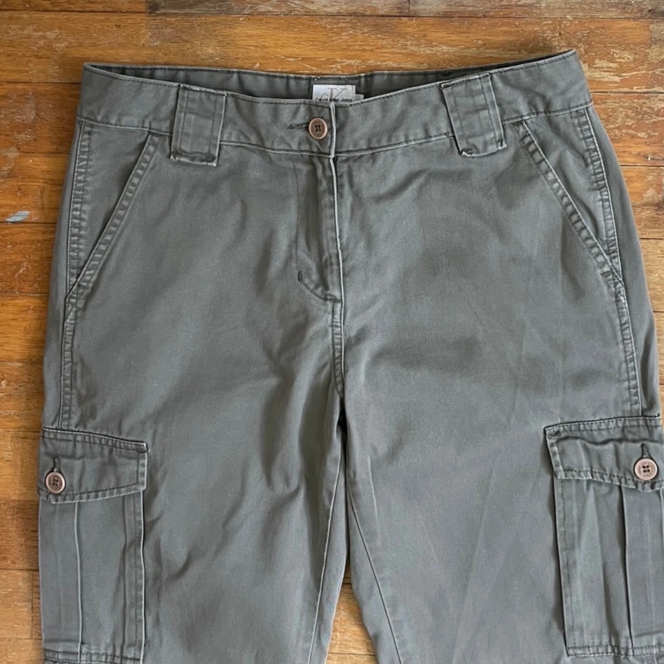 Pantalones cargo vintage Calvin Klein talla mediana (8) 31" cintura años 90 sarga algodón Ch Foto 2 de 4