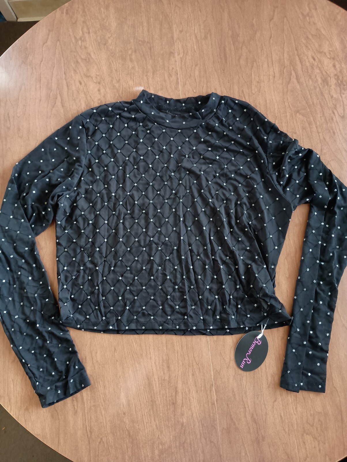 BemorRun Womens Glitter Dot Sheer Long Sleeve Blouse XXL