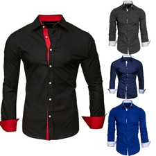 Men's Business Shirt Casual Slim Shirts Long Sleeve Button Down Tops Blouse