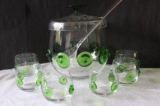 70 er Jahre Bowle-Service Zwiesel mit 6 Gläsern, Noppenservice