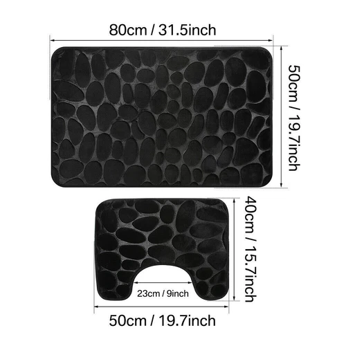 2PCS Bathroom Bath Mat Contour Rug Set Bathroom Rug Non-Slip Bathroom Shower Rug - Bild 7 von 16