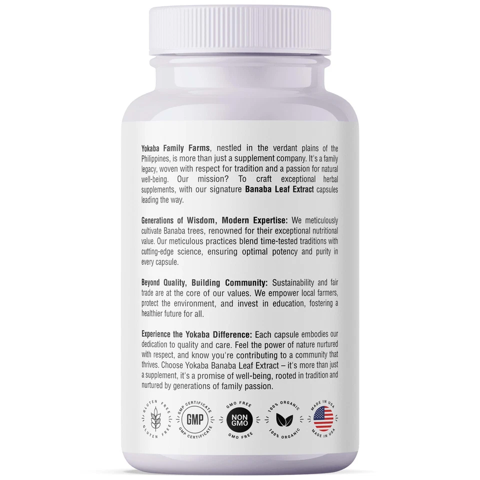 250 Cápsulas Extracto de Hoja de BANABA 5000mg Ácido Corosólico 3,8mg Lagerstroemia Foto 3 de 4