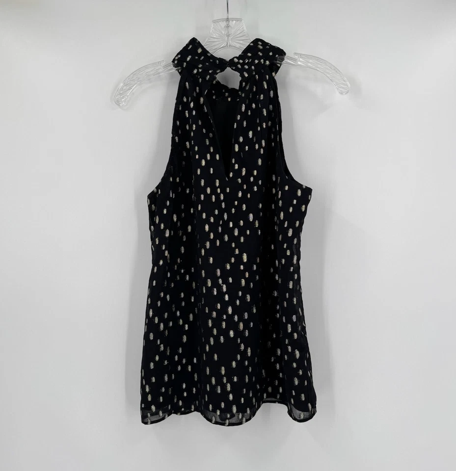 Lilly Pulitzer Womens Onyx Black Gold Metallic Clip Donita Halter Top Sz 6 - Image 2 of 4