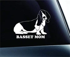 Vinyl Decal for Window  - Basset Mom (May Personalize w/ Name)